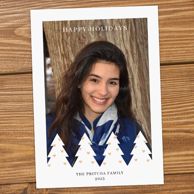 Tarjeta Festiva White Pine Trees Holiday Photo Card (Subido por el creador)