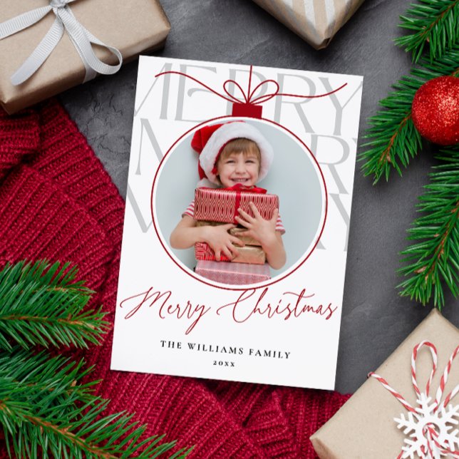 TARJETA FESTIVA WHITE RED MODERN TYPOGRAPHY PHOTO ORNAMENT  (Subido por el creador)