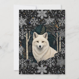 Tarjeta Festiva White wolf vintage boho woodland forest