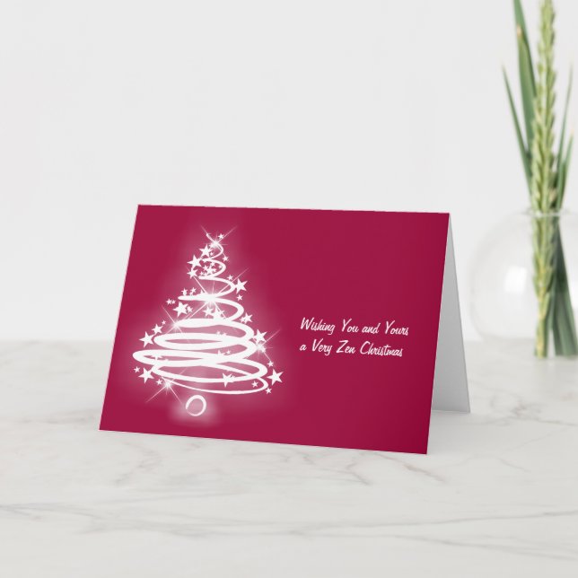 Tarjeta Festiva White Zen Christmas Tree (Anverso)