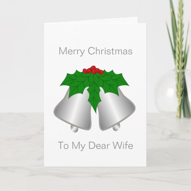 Tarjeta Festiva Wife Christmas Card Silver Coloured Bells (Anverso)