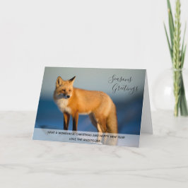 Tarjeta Festiva Wild FOX Winter Snow Xmas Photo Personalizado