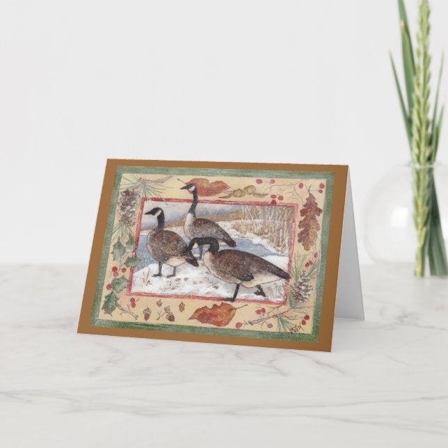 TARJETA FESTIVA WILD GEESE EN INVIERNO (Anverso)