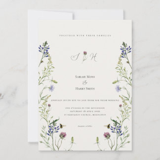 Tarjeta Festiva Wildflower Wedding Invitation Watercolor Floral