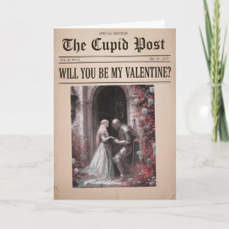 Tarjeta Festiva Will You Be My Valentine Newspaper 