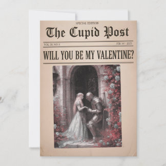 Tarjeta Festiva Will You Be My Valentine Newspaper Card