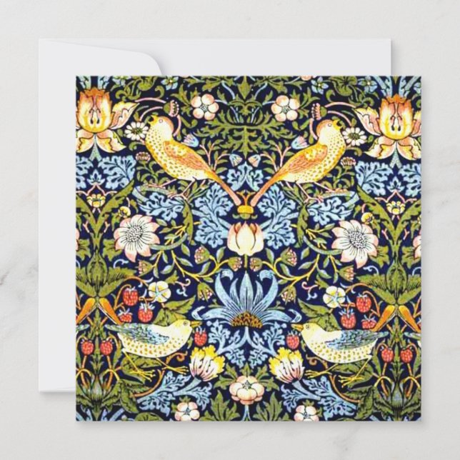 Tarjeta Festiva William Morris, ladrón de fresas, (Anverso)