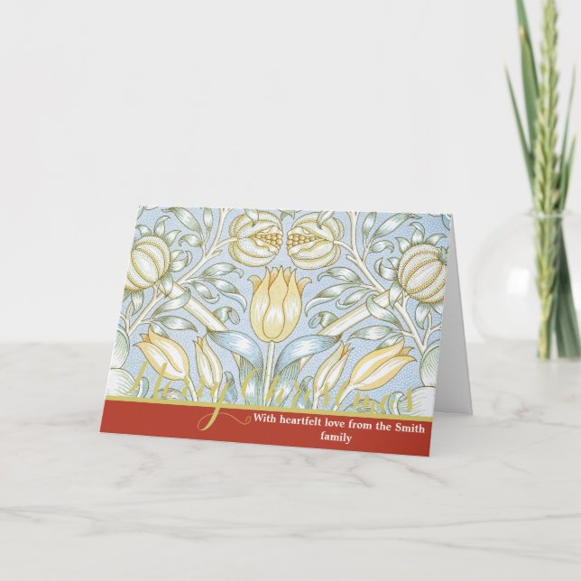Tarjeta Festiva William Morris Lily and Pomegranate Flower Pattern (Anverso)
