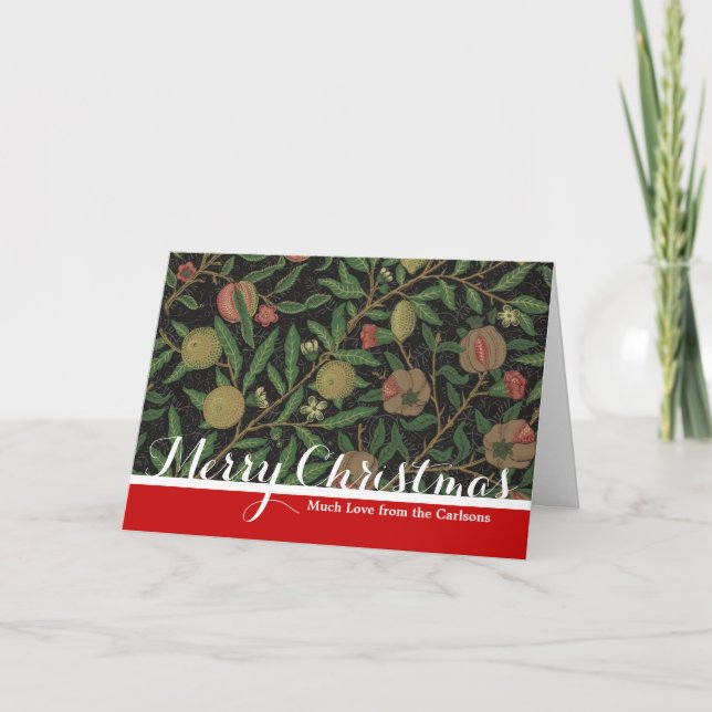 Tarjeta Festiva William Morris Pomegranate Classic Fruit (Anverso)
