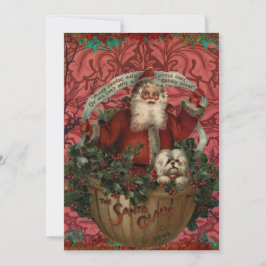 Tarjeta Festiva William * Morris Santa Claus Rich Red