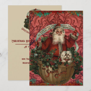 Tarjeta Festiva William * Morris Santa Claus Rich Red
