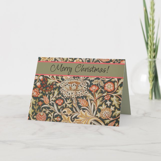 Tarjeta Festiva William Morris Trent Garden Flower Classic Botanic (Anverso)