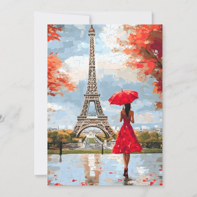 Tarjeta Festiva Wind Romance Paris Moda Walk (Anverso)