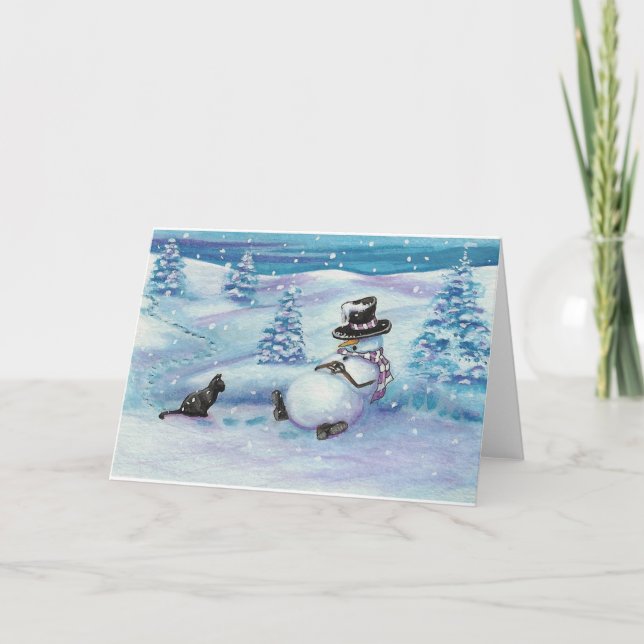 Tarjeta Festiva Winders Wonders Snowman Snooze Card de Bihrle (Anverso)