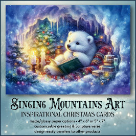 Tarjeta Festiva Windom Polar Bear Book KJV Navidades de la Biblia