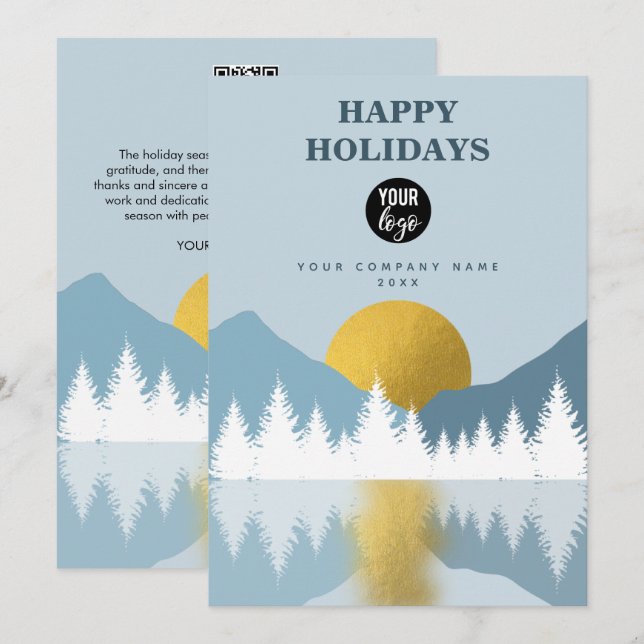 Tarjeta Festiva Windows Paisaje Felices vacaciones Negocios Código (Anverso / Reverso)