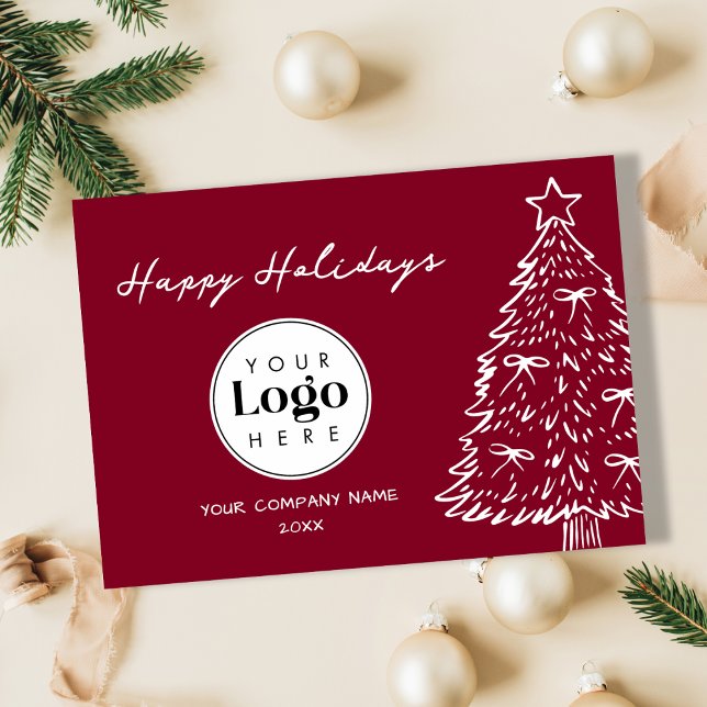 Tarjeta Festiva Wine Custom Logo Christmas Business Thank You Card (Subido por el creador)