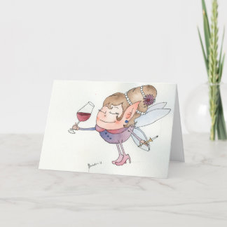 Tarjeta Festiva Wine fairy holiday card