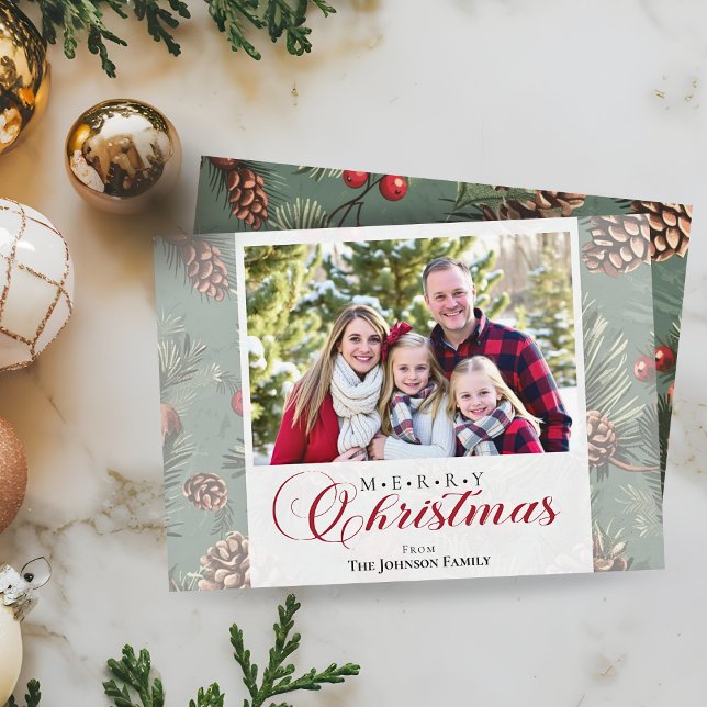 Tarjeta Festiva Winener Greener Merry Christmas Family Photo (Subido por el creador)