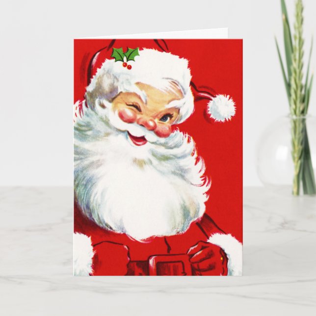 Tarjeta Festiva Winking Santa (Anverso)