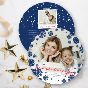 Tarjeta Festiva Winowflakes Peace Love Joy Elegant Photo