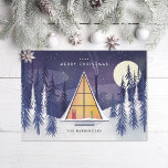 Tarjeta Festiva Winter A Frame Ski Chalet Foto Ilustrada<br><div class="desc">Personalizar para su familia o negocio,  tarjeta con ilustracion original A frame de Becky Nimoy. Foto opcional en la parte posterior.</div>