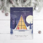Tarjeta Festiva Winter A Frame Ski Chalet Retrato Ilustrado<br><div class="desc">Personalizar para su tarjeta de visita o familiar con ilustracion original de un cuadro de Becky Nimoy; también disponible en diseño paisajístico.</div>