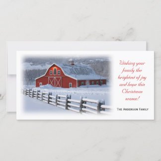 Tarjeta Festiva Winter Barn Photo Card