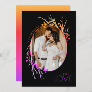 Tarjeta Festiva Winter Berries Love Branches Rainbow Black