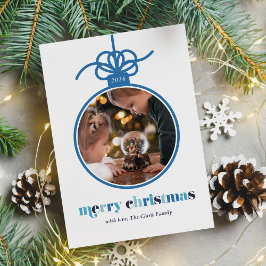 Tarjeta Festiva Winter Blues Bold Letters Ornament Photo