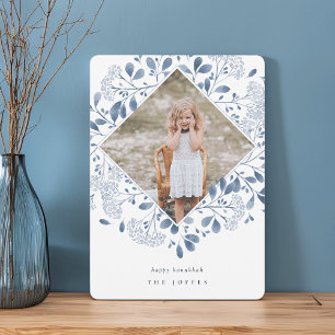 Tarjeta Festiva Winter Bouquet Elegante acuarela Hanukkah Photo