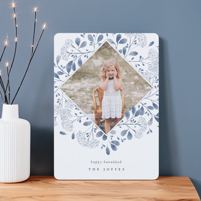 Tarjeta Festiva Winter Bouquet | Elegante acuarela Hanukkah Photo (Subido por el creador)