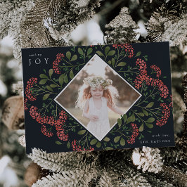 Tarjeta Festiva Winter Bouquet | Foto botánica acuarela