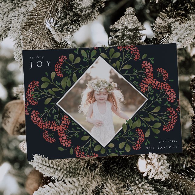 Tarjeta Festiva Winter Bouquet | Foto botánica acuarela (Subido por el creador)
