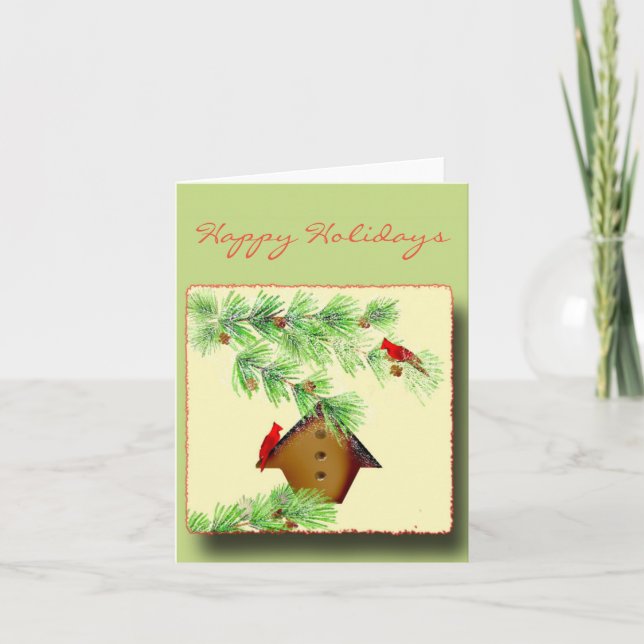 Tarjeta Festiva Winter Cardinals Greeting Gard (Anverso)