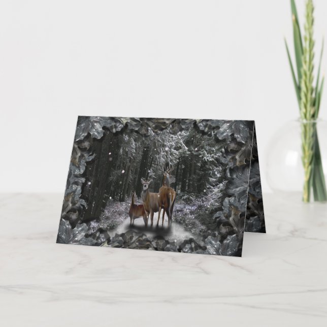 Tarjeta Festiva Winter Deer (Anverso)