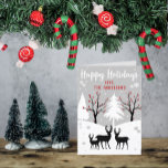 Tarjeta Festiva Winter Forest "Happy Holidays" Festive Christmas<br><div class="desc">This greeting card,  featuring a family of deer in a snowy winter forest scene,  is perfect to send out to family and friends this Christmas. The inside allows you to add your own family photo and seasonal message and is easily customizable.</div>