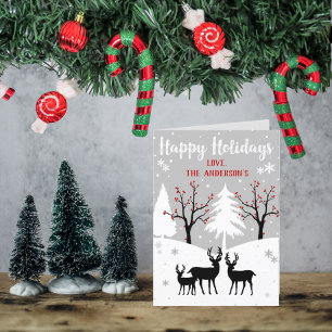 Tarjeta Festiva Winter Forest "Happy Holidays" Festive Christmas