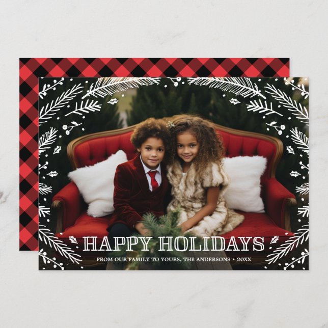 Tarjeta Festiva Winter Forest | Holiday Photo Card (Anverso / Reverso)