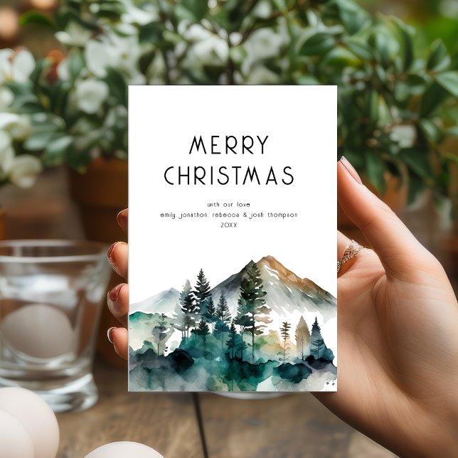 Tarjeta Festiva Winter Forest Name Merry Christmas (Available digitally and printed)