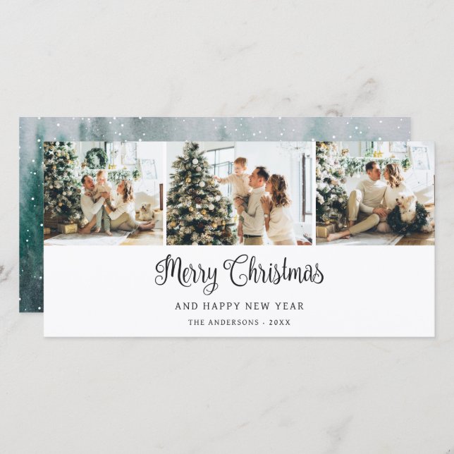 Tarjeta Festiva Winter Forest Snowy Merry Christmas Photo (Anverso / Reverso)