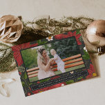 Tarjeta Festiva Winter Garden | Christmas Photo Card<br><div class="desc">Elegant holiday photo card features your favorite image on a winter botanical patterned background of red poinsettia flowers,  festive green foliage and tiny white blossoms. Personalize with your custom greeting,  name(s) and the year,  then add two additional photos and more text to the back,  on a matching patterned background.</div>