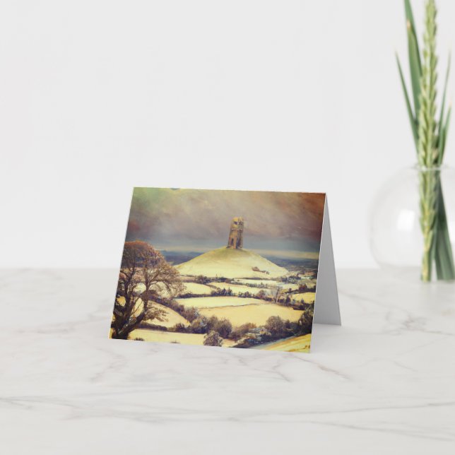 Tarjeta Festiva Winter Glastonbury Tor  (Anverso)