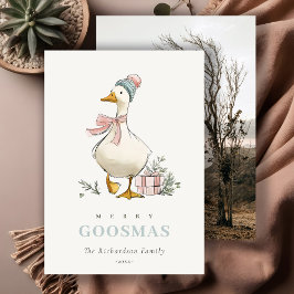 Tarjeta Festiva Winter Goose Christmas Funny Merry Goosmas Photo