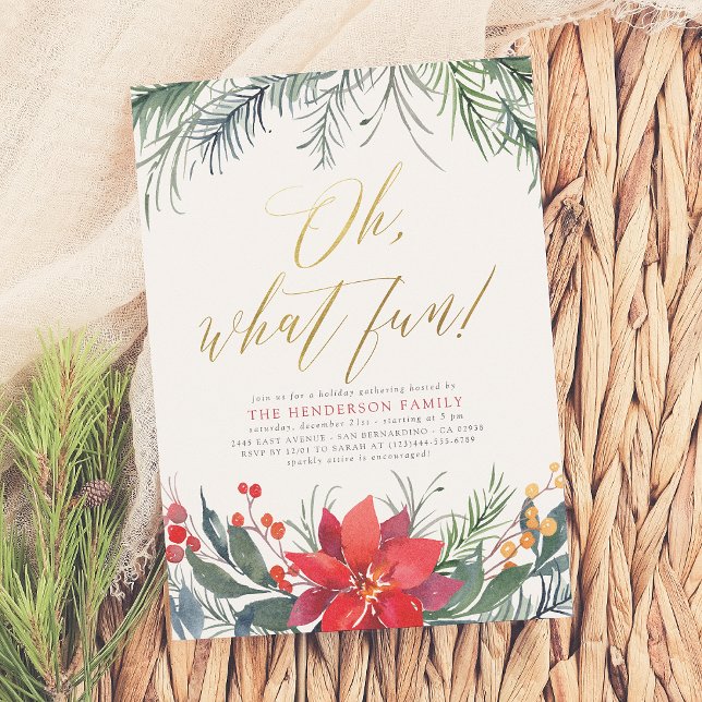 Tarjeta Festiva Winter Greenery Christmas Holiday Party (Subido por el creador)
