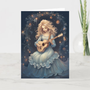 Tarjeta Festiva Winter Magic Chica Jugando A Los Navidades De Guit