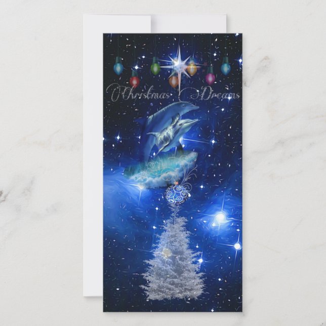 Tarjeta Festiva Winter Magic dreDolphin Fantasy Navidades Card (Anverso)