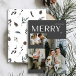 Tarjeta Festiva Winter Merry 3 Photo Modern Black Watercolor<br><div class="desc">Este año, haga saber a sus amigos y familia que le importa la tarjeta de Navidades de color negro de invierno 3 Photo Winter Merry. No sólo es elegante y está al día, sino que también dispone de espacio suficiente para incluir tres de tus recuerdos favoritos del año pasado. El...</div>