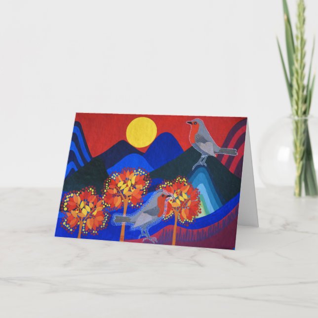 Tarjeta Festiva Winter Robbins (Anverso)