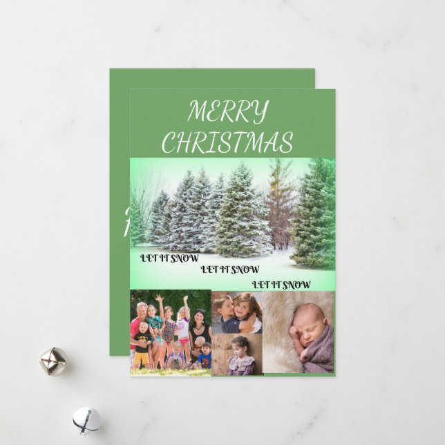 Tarjeta Festiva Winter Scene Merry Christmas 4 Photo Collage (Anverso/Reverso In Situ)